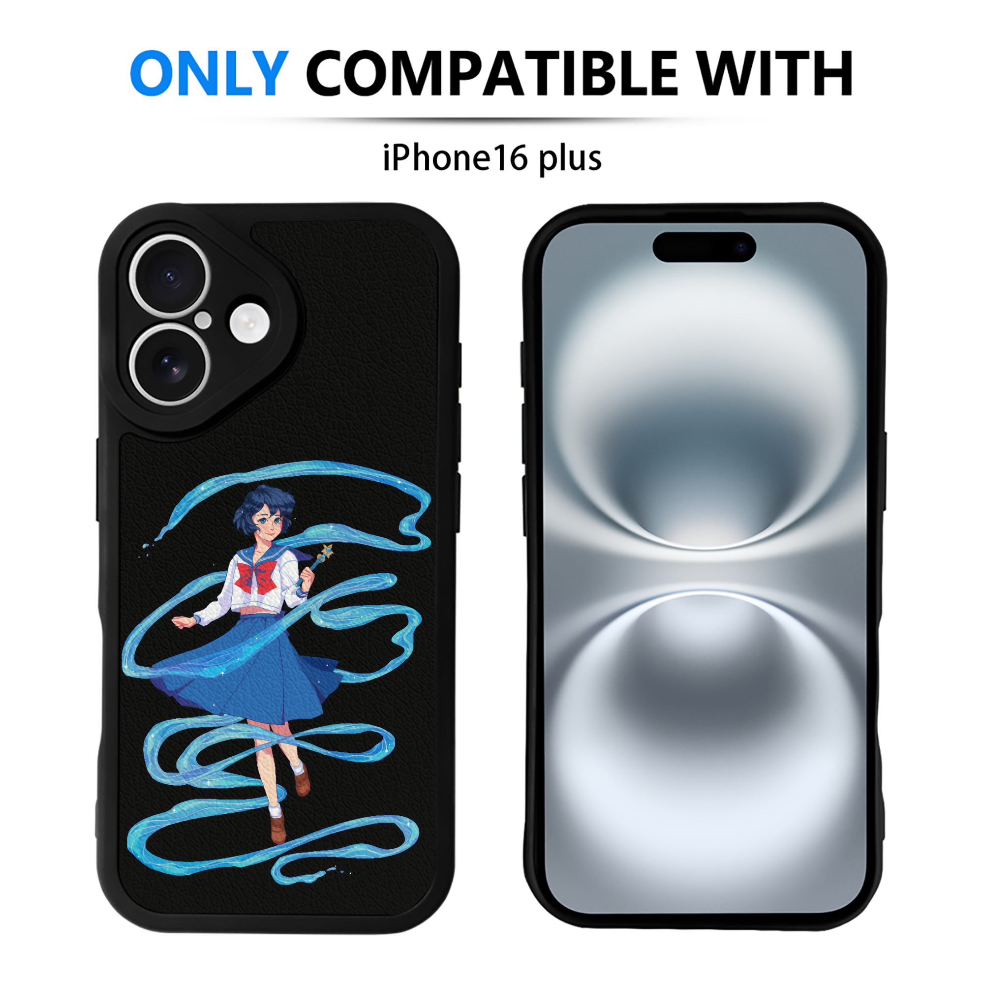 （画像用） 美少女戦士セーラームーン 水野 亜美 みずの あみ Sailor Moon Mizuno Ami 【iPhone 16シリーズ対応】シリコンスマホケース（レザー調） 材質：シリコン
